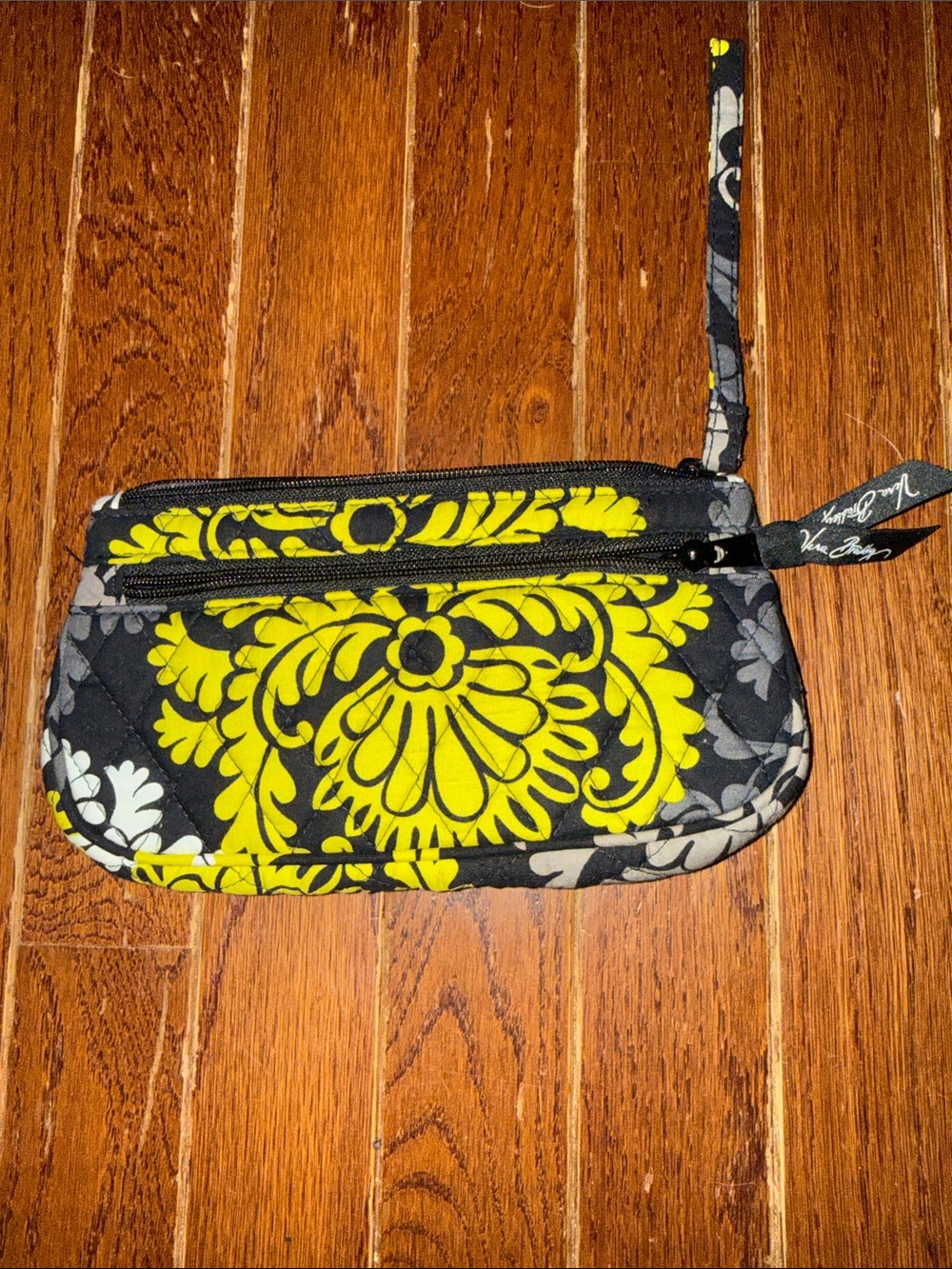Vera Bradley Black and Yellow Quilted Wristlet Clutch